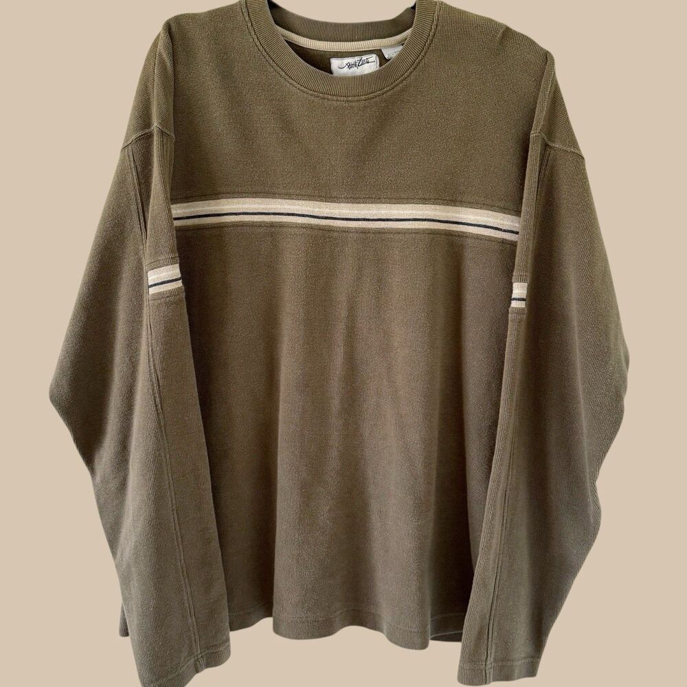 Vtg Point Zero Striped Shirt Mens XL Olive 90S Y2K Baggy Grunge Skater Surfer